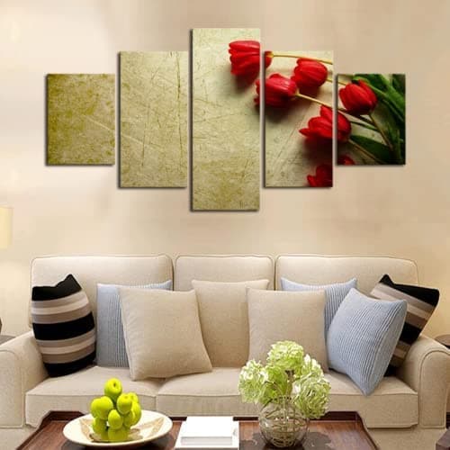 Image of Canvas Prints Artwork 5 Panels Canvas Painting Hd Print Wall Art 5 Pieces Canvas Pictures 5 Piece Canvas Wall Art Red Rose Landscape Frameless 150 X 100 Cm For Wall Decor Home Modern Decoration
