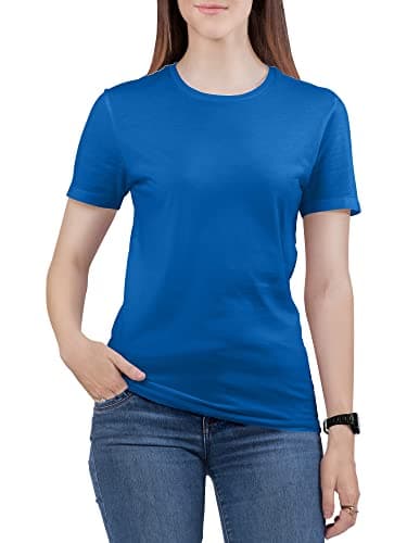 Image of Love My Fashions Women's Round Neck Short Sleeves Plain Cotton T-Shirt Royal Blue