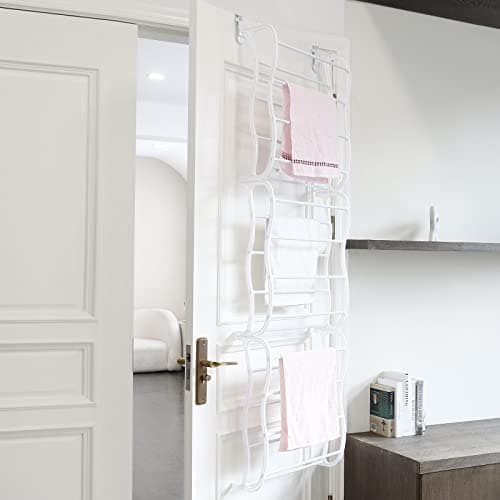 Image of Rainberg 12 Tier Heavy Duty Over the Door Shoe Rack, Shoe Organiser, Shoe Storage, Easy to Assemble, Space Saving Shoe Rack, Holds up to 36 Pairs. (White)