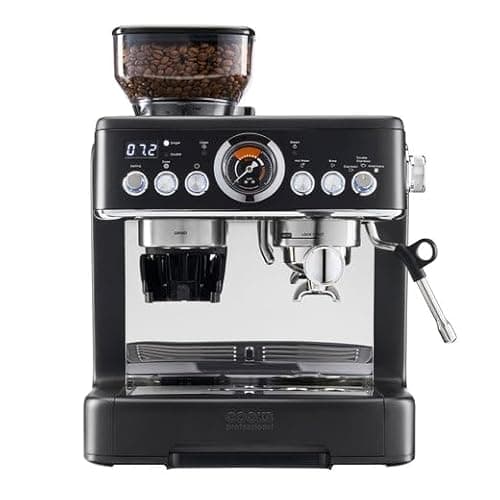 Image of Cooks Professional Bean-To-Cup Espresso Machine | 20-Bar Italian Pump Barista Style Coffee Maker with Integrated Grinder, Steam Wand, 2.6L Water Tank, Portafilter, Tamper & Milk Jug | Black