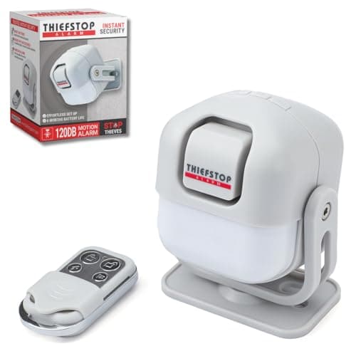 Image of ThiefStop Shed Alarm & Home Security Motion Sensor – 120 dB PIR Sensor, Battery-Powered Wireless Alarm for Shed, Garage, Workshop, Van security, tools & Outdoor Storage