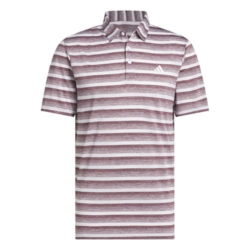 Image of adidas Men's Mens Two Color Stripe Polo Shirt, Aurora Ruby/White, M