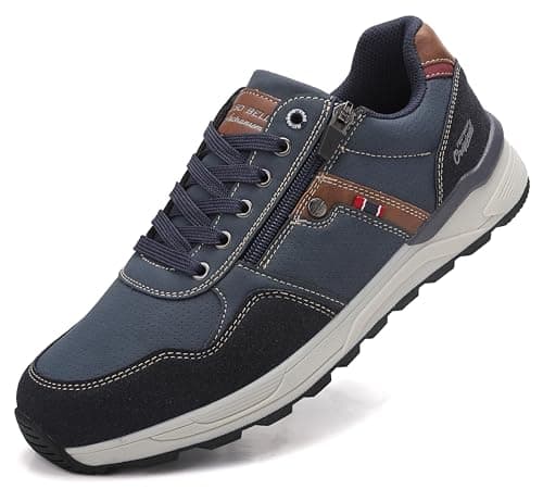 Image of ARRIGO BELLO Men's Trainers Casual Shoes Non-Slip Lightweight Walking Sneakers with Zipper for Outdoor Sports Size 7-11(Blue,9.5)