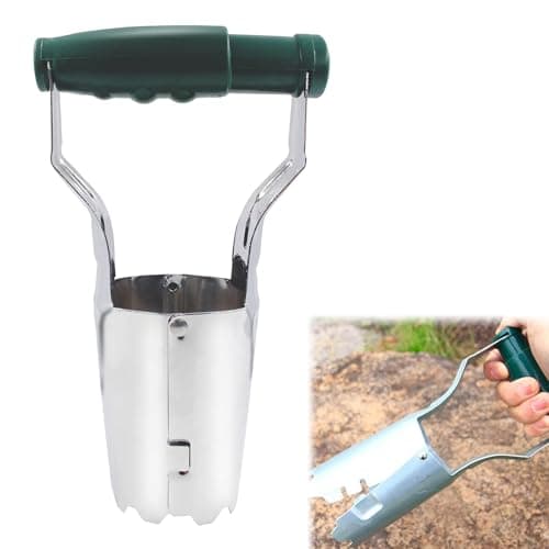 Image of Bulb Planter, Bulb Planter Tool, Hand Bulb Planter, Hand Held Bulb Planter Tool, Garden Bulb Transplanter, Hand Held Bulb Planter, Depth Mark Hand Bulb Planter with Depth Mark, 13 x 6 x 23cm (Green)