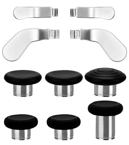 Image of Ceozon Replacement Thumb Grips Back Paddles 10 in 1 Metal Stainless Steel Trigger Locks Thumbsticks Buttons Parts Repair Accessories Kit for Xbox One Elite Controller Series 2 Xbox One Elite (Silver)