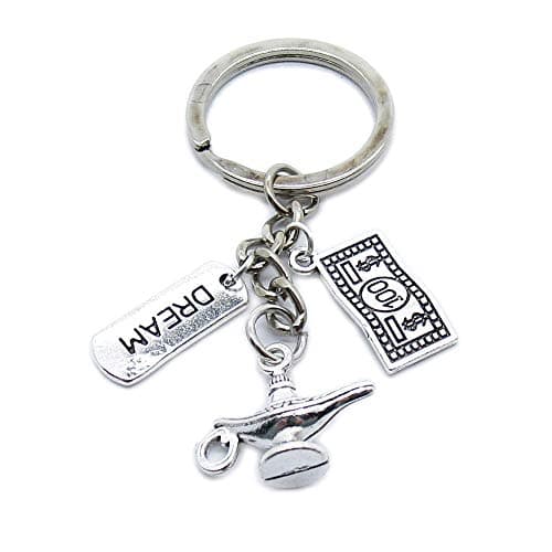 Image of 1 Piece Keychain Keyring Jewellery Clasps Suppliers PA8V9B Lamp Magic Genie Aladdin Sign Tag Dream Dollar US 100