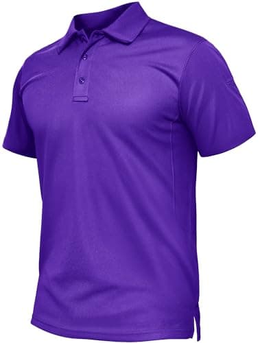 Image of TACVASEN Work Polo Shirts for Men Quick Dry Golf Tops Casual Summer Polo Tee Shirt Short Sleeve Tactical Polo Shirt Purple,XXL