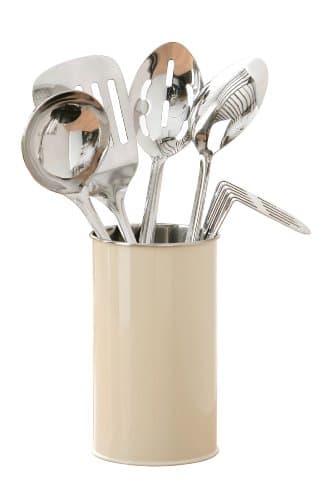 Image of Premier Housewares Utensil Holders 5 Kitchen Tools Utensil Set and Holder Spoons Masher Ladle Utensil Set Cream Kitchen Utensil Holder Set of 5