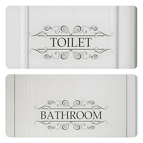 Image of Tivleed Bathroom/Toilet Signs for Door 2-Pack, Distinct Bathroom and WC Stickers, 37x15cm Large Vinyl Decal Signs for Smooth Surface, Glass, Tile, Metal