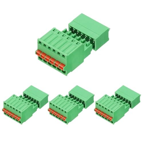 Image of sourcing map 4set 2.5mm/0.1" Pitch PCB Terminal Block Connector 6 Pin Straight Pin Male Female Pluggable Quick PCB Wiring Terminals for 27-20AWG Cable Mechanical Equipment, Green