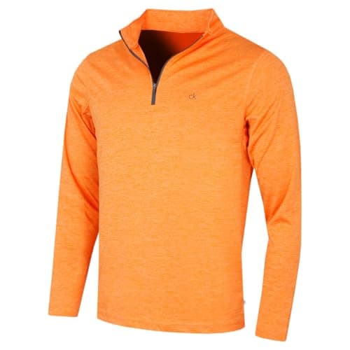 Image of Calvin Klein Mens Harlem 1/4 Zip Pullover - Orange Marl - L