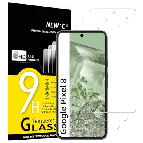 Image of NEW'C 3 Pack Designed for Google Pixel 8 Screen Protector [No for Pixel 8A/8 Pro], Tempered Glass,Case Friendly Scratch-proof, Bubble Free, Ultra Resistant