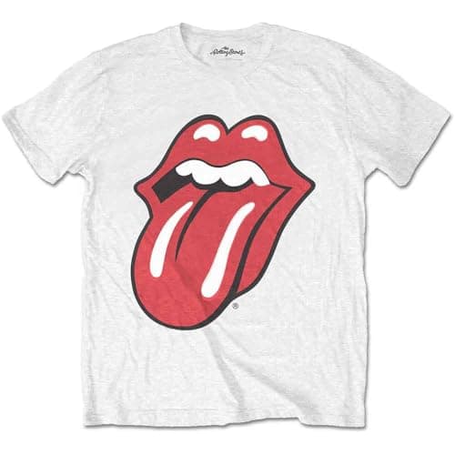 Image of The Rolling Stones Men's Classic Tongue with Soft Hand Inks Regular Fit Crew Neck Short Sleeve T - Shirt, White (White White), Large (Manufacturer Size: Large)