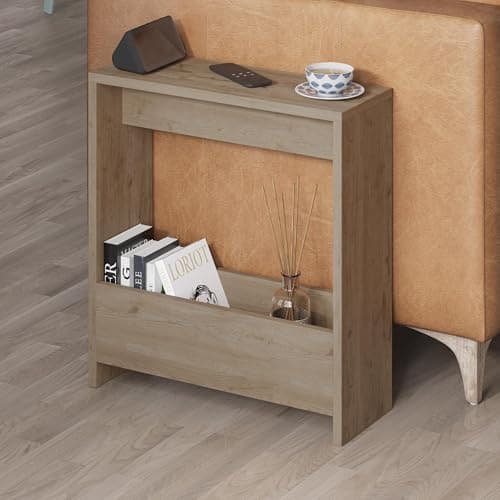 Image of HOCUS PICUS Side Table with Magazine Rack for Living Room and Office - Many Colour Options - Side/End Table - 55 x 20 x 60cm (Natural Oak)