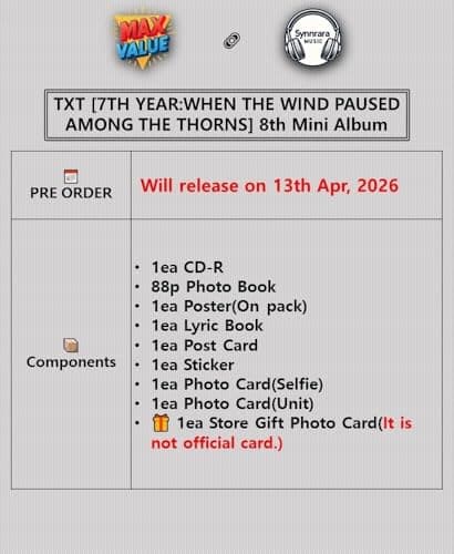 Image of (Random Ver.+Gift) TXT [7TH YEAR:WHEN THE WIND PAUSED AMONG THE THORNS] 8th Mini Album K-POP