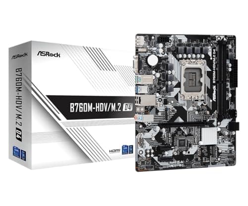 Image of Asrock B760M-HDV/M.2 D4, Intel B760, 1700, Micro ATX, 2 DDR4, VGA, HDMI, DP, GB LAN, PCIe4, 2x M.2