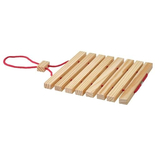 Image of HALVNÄBB Extendable Pot Stand, Bright Red/Pine – Adjustable Trivet for Hot Pots, Pans & Dishes, Heat Resistant Kitchen Accessory