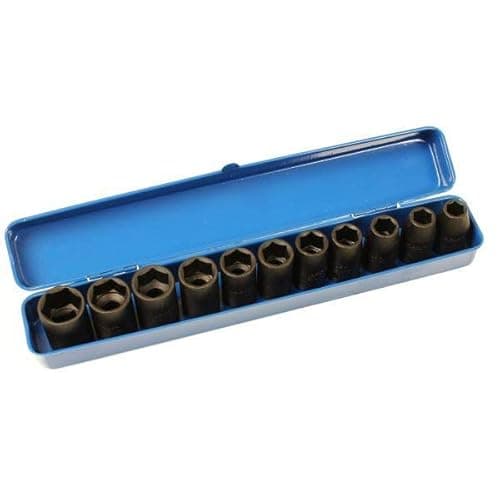 Image of US PRO Tools 11PC 1/2" DR 6 Point Shallow Impact Metric Socket Set 10-21mm 3926