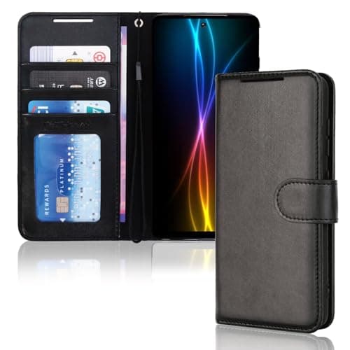 Image of TECHGEAR Galaxy Note 20 Ultra Leather Wallet Case, Flip Protective Case Cover with Wallet Card Holder, Stand and Wrist Strap - Black PU Leather with Magnetic Closure For Samsung Galaxy Note 20 Ultra
