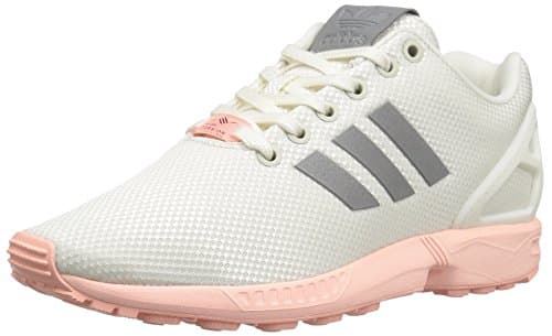 Image of adidas Originals Women's ZX Flux W Fashion Sneaker, White/Metallic Silver-SLD/Haze Coral S, 8 M US