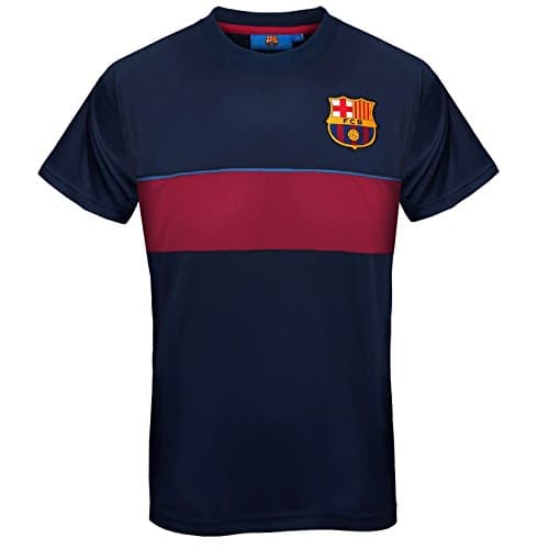 Image of FC Barcelona Official Gift Mens Poly T-Shirt Navy Stripe Small