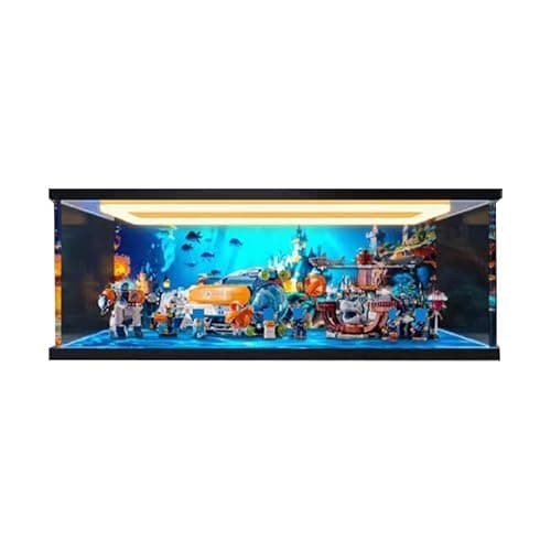 Image of HCAEIOFJ Clear Acrylic Display Case for Lego City 60379 Applicable for Deep-Sea Explorer Submarine Display Box Gift(Display Case Only) (Background+Top Light)
