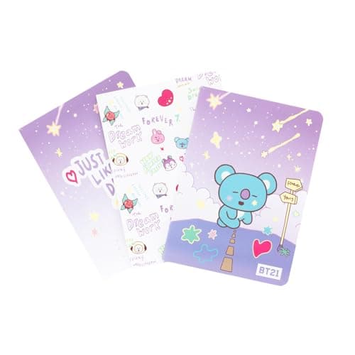 Image of Grupo Erik A6 Notebook Set - BT21 Kawaii Stationery | 3 A6 Notebooks - Lined, Plain, Dotted - 32 sheets (64 pages) | Koya BT21 Merch, Kawaii Stuff, Cute Stationery Gifts Under 15 Pounds