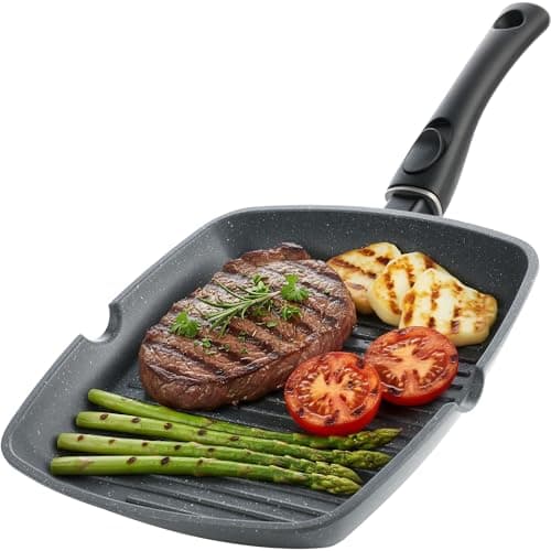 Image of Homiu 29cm Non Stick Griddle Pan | Detachable Handle | Induction, Gas & Electric Hob Compatible Skillet Grill | Oven Safe Frying Pan for Steak, Pancake, Vegetables & Everyday Cooking