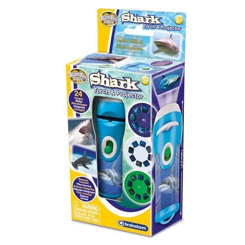 Image of Brainstorm TOYS Shark Torch and Projector – 24 Shark Images, Projects Clear Pictures Up to 1 Metre Wide, Interactive Educational Kids Flashlight Toy