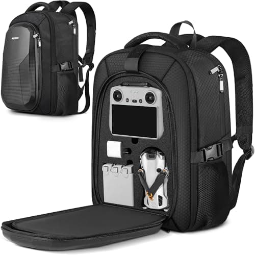 Image of PEKREWS Carrying Case for DJI Mini 4 Pro/Mini 3 / Pro, RC 2/ RC-N3/N2/N1 Controller, Drone Backpack Fits 15.6 Inch Laptop, Waterproof Hard Travel Bag for Fly More Combo and Drone Accessories, Black