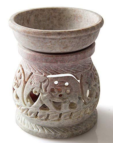 Image of Whitewhale Hand Carved Essential Oil Diffuser, Oil Burner, Oil Warmer with Tea Light Holder for Aromatherapy - Artisan Handcarved Soapstone