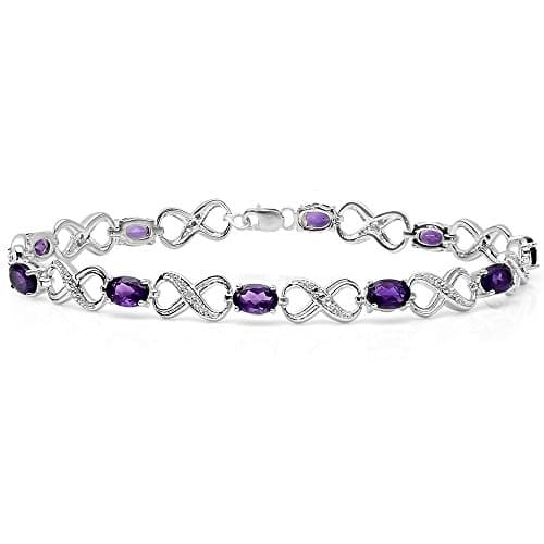 Image of Dazzlingrock Collection Infinity Link Bracelet, Sterling Silver, Sterling Silver , Amethyst,