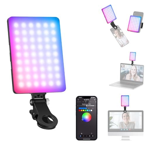 Image of NEEWER VL67C RGB Selfie Light for iPhone, APP Control, 94 LED CRI97 2000mAh Rechargeable, Cold Shoe Mount as Camera Light, Portable Front&Back Phone Clip for TikTok, Video Conference Light for Laptop
