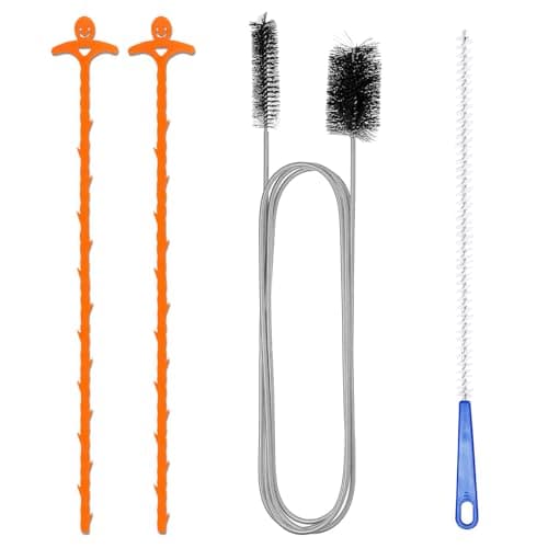 Image of Drain Unblocker Cleaner Brush Tool - 4PCS Shower Drain Unblocker,Double Ended Nylon Pipe Cleaner Brush,Toilet Unblocker for Bathroom Toilet Kitchen Plug Hole,Reusable Rods