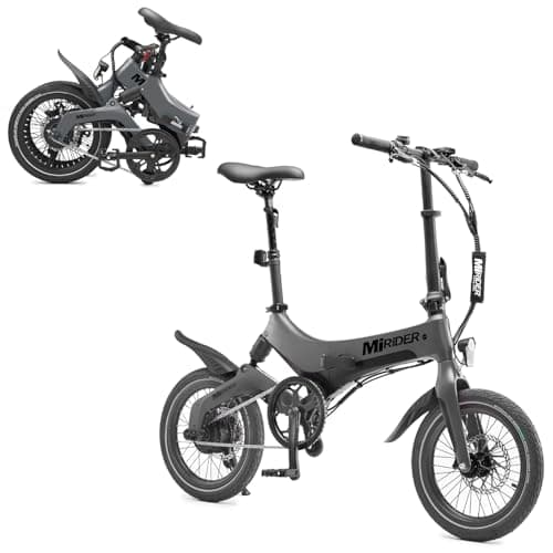 Image of MiRiDER 16 Inch Folding Electric Bike 250W – Compact Lightweight Commuter eBike, Magnesium Alloy Frame, 45 Mile Range, 36V Samsung Battery, Fast Charge, UK Engineered (Single Speed, Onyx Grey)