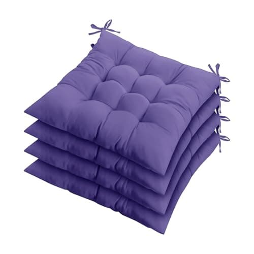 Image of ZZZMRH Chair Cushions Pack of 2 Seat Pads for Dining Chairs, Garden Chair Cushions Tie On_9 Stitch_Purple Indoor/Outdoor Seat Cushions Comfortable Chair Pads for Kitchen Seat Pads 9 stitch cushions