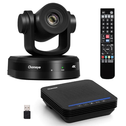 Image of Chameye 4K Conference Room Camera and Microphone, 10x Optical Zoom with AI Tracking PoE PTZ Camera & Bluetooth Microphone Bundle, for Zoom/Teams/Webex Meetings,CB101