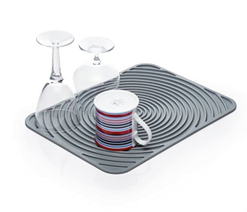 Image of KitchenCraft Flexible Thermoplastic Rubber Dish Drying Mat, 3 x 4 cm (12" x 15.5") - Grey