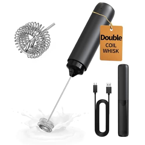 Image of CIRCLE JOY Electric Milk Frother Handheld, Rechargeable Coffee Frother with Dual Spring Whisk, Portable Hand Frother Wand Drink Mixer for Coffee, Hot Chocolate, Cappuccino, Frappe, Matcha, Black