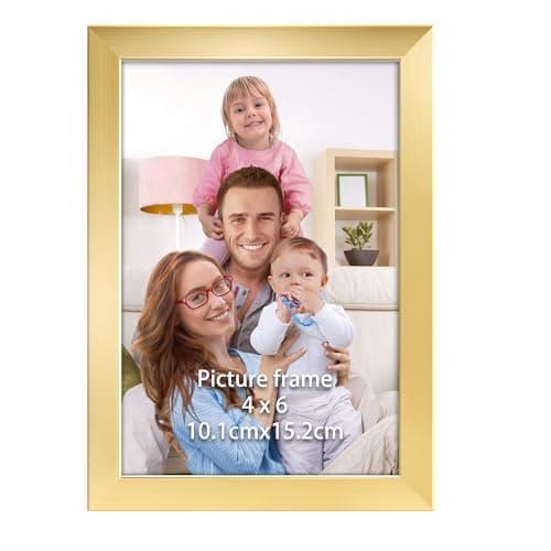 Image of Giftgarden Gold 6x4 Photo Frame, Sleek Thin Design Picture Frames 6x4 for Tabletop or Wall Displays