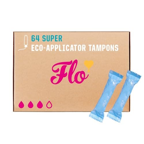 Image of Flo Organic Cotton Applicator Super Tampons – Absorbent, Soft, Smooth Applicator - Super Tampons - 64 Tampons Bulk Pack