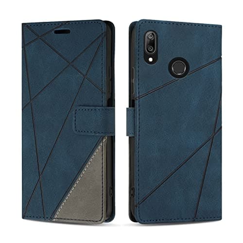 Image of SONWO Case for Huawei Y7 2019 / Huawei Y7 Prime 2019, PU Leather Flip Wallet Case Magnetic Closure Cover Card Slots Phone Case for Huawei Y7 2019 / Huawei Y7 Prime 2019, Blue