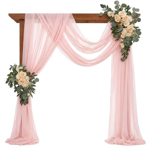 Image of 1.6 x 6 Metre Pink Tulle Fabric, Pink Mesh Fabric for Wedding Decorations, Draping Netting Fabrics for Outdoor Events, Pink Organza Fabrics for Present Wrapping DIY Sewing Crafts