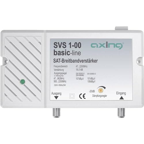 Image of Axing SVS 1-00 Broadband Amplifier 25 dB for Satellite and Terrestrial with integr. power supply (47-2200MHz)