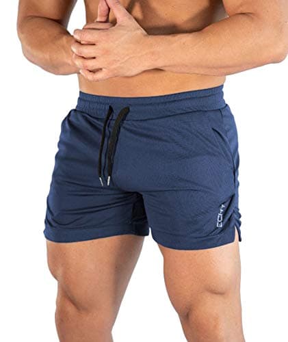 Image of Superora Mens Running Gym Sport Shorts Breathable Outdoor Workout Training Shorts with Pockets Navy Blue