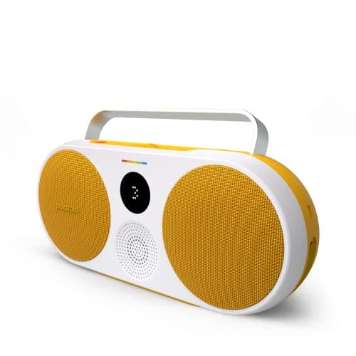 Image of Polaroid P3 Music Player (Yellow) - Retro-Futuristic Boombox Wireless Bluetooth Speaker Rechargeable with Dual Stereo Pairing