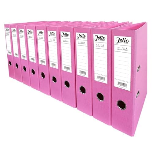 Image of Set of 10 Pink A4 Lever Arch Files for Paperwork A4 Folders with 70mm Spine, Thumb Ring & Elegant Anti-Spill Cover | Large Ring Binders | File Storage & Office Supplies