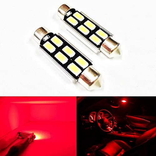 Image of SOCAL-LED 2x 3710 36mm Festoon LED Bulbs Canbus 6W High Power Bright SMD 5730 Interior Dome Light, Map Light, Red