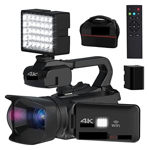 Image of AUBEST Video Camera Camcorder 18X Zoom Full 4K Professional Camcorder 4" Touch Screen 64MP Video Camera Time Lapse Digital Recorder Streaming Webcam(64G SD Card,With Fill Light)