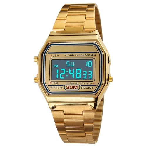 Image of FAMKIT Retro Digital Watch for Men and Women, Luxury Business Watch, Waterproof, Stainless Steel Sports Watch